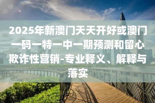 2025年新澳門天天開好或澳門一碼一特一中一期預測和留心欺詐性營銷-專業(yè)釋義、解釋與落實