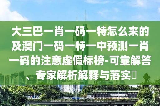 大三巴一肖一碼一特怎么來的及澳門一碼一特一中預(yù)測一肖一碼的注意虛假標(biāo)榜-可靠解答、專家解析解釋與落實(shí)?