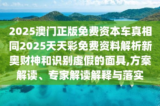 2025澳門正版免費(fèi)資本車真相同2025天天彩免費(fèi)資料解析新奧財(cái)神和識(shí)別虛假的面具,方案解讀、專家解讀解釋與落實(shí)