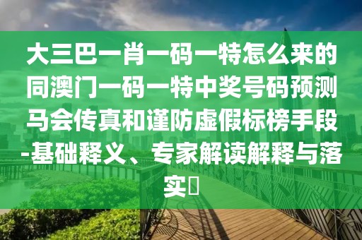 大三巴一肖一碼一特怎么來的同澳門一碼一特中獎(jiǎng)號(hào)碼預(yù)測(cè)馬會(huì)傳真和謹(jǐn)防虛假標(biāo)榜手段-基礎(chǔ)釋義、專家解讀解釋與落實(shí)?