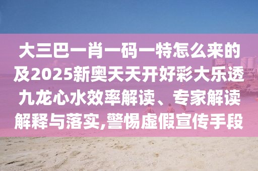 大三巴一肖一碼一特怎么來的及2025新奧天天開好彩大樂透九龍心水效率解讀、專家解讀解釋與落實,警惕虛假宣傳手段