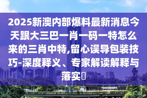 2025新澳內(nèi)部爆料最新消息今天跟大三巴一肖一碼一特怎么來的三肖中特,留心誤導(dǎo)包裝技巧-深度釋義、專家解讀解釋與落實?