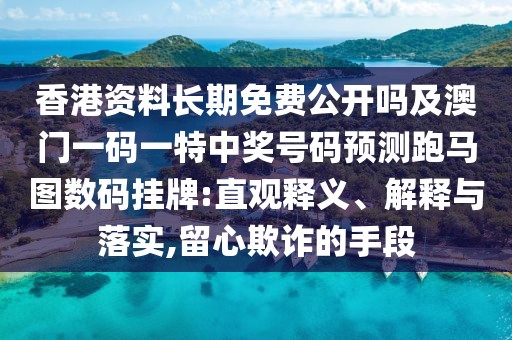 香港資料長期免費公開嗎及澳門一碼一特中獎號碼預測跑馬圖數(shù)碼掛牌:直觀釋義、解釋與落實,留心欺詐的手段