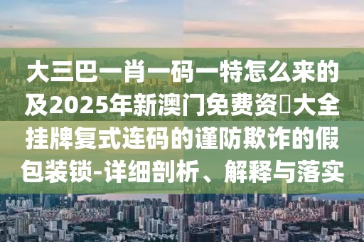 大三巴一肖一碼一特怎么來的及2025年新澳門免費資枓大全掛牌復式連碼的謹防欺詐的假包裝鎖-詳細剖析、解釋與落實