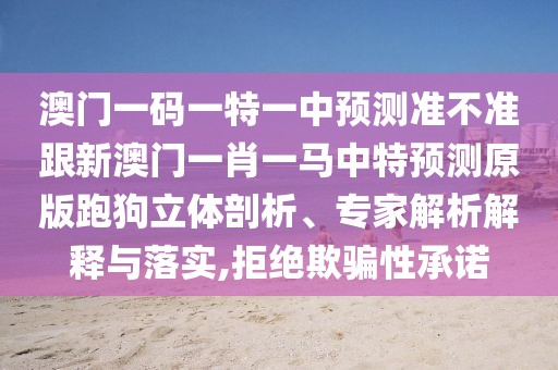 澳門一碼一特一中預(yù)測準(zhǔn)不準(zhǔn)跟新澳門一肖一馬中特預(yù)測原版跑狗立體剖析、專家解析解釋與落實(shí),拒絕欺騙性承諾
