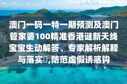 澳門一碼一特一期預測及澳門管家婆100精準香港謎新天線寶寶生動解答、專家解析解釋與落實?,防范虛假誘惑鉤